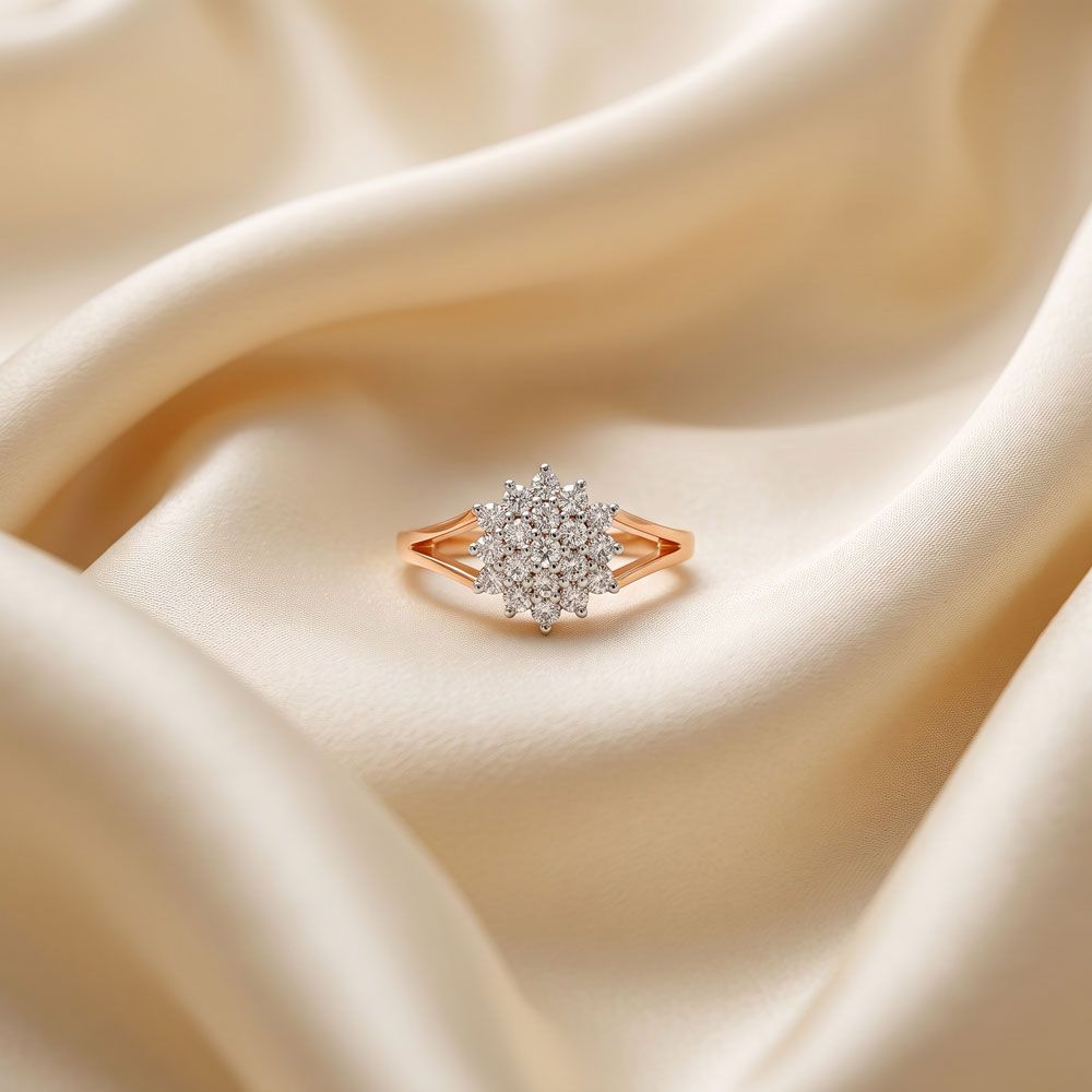 Floral Diamond Finger Ring-Rings-ORG08011