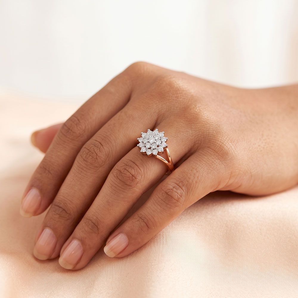 Floral Diamond Finger Ring-Rings-ORG08011