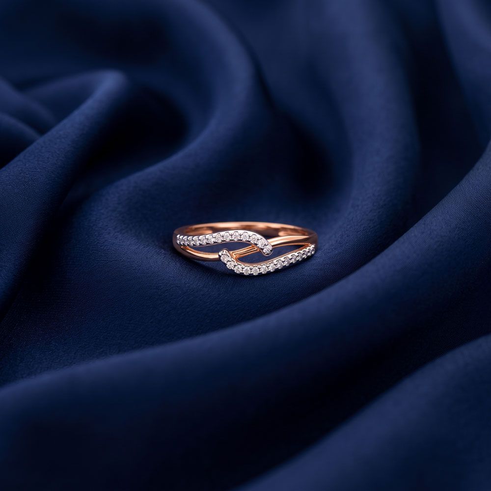 Sophisticated 18KT Rose Gold Finger Ring-Rings-ORG14046