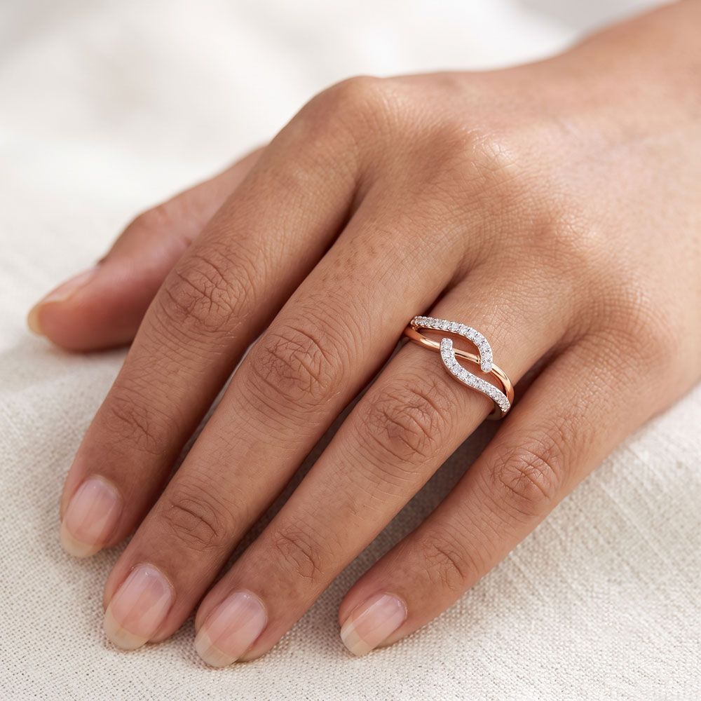 Sophisticated 18KT Rose Gold Finger Ring-Rings-ORG14046