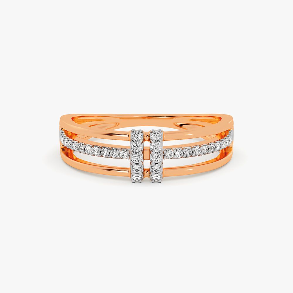 Dainty Rose Gold and Diamond Finger Ring-Rings-ORG14067