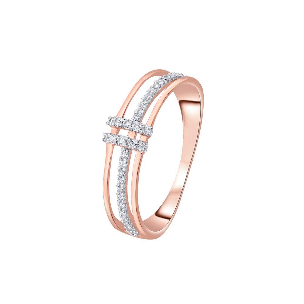 Dainty Rose Gold and Diamond Finger Ring-Rings-ORG14067