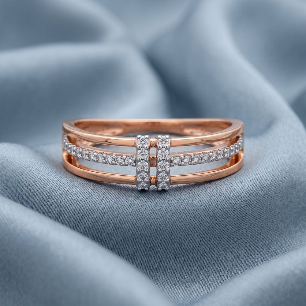 Dainty Rose Gold and Diamond Finger Ring-Rings-ORG14067