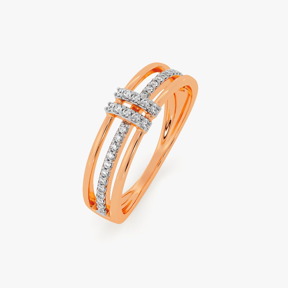 Dainty Rose Gold and Diamond Finger Ring-Rings-ORG14067