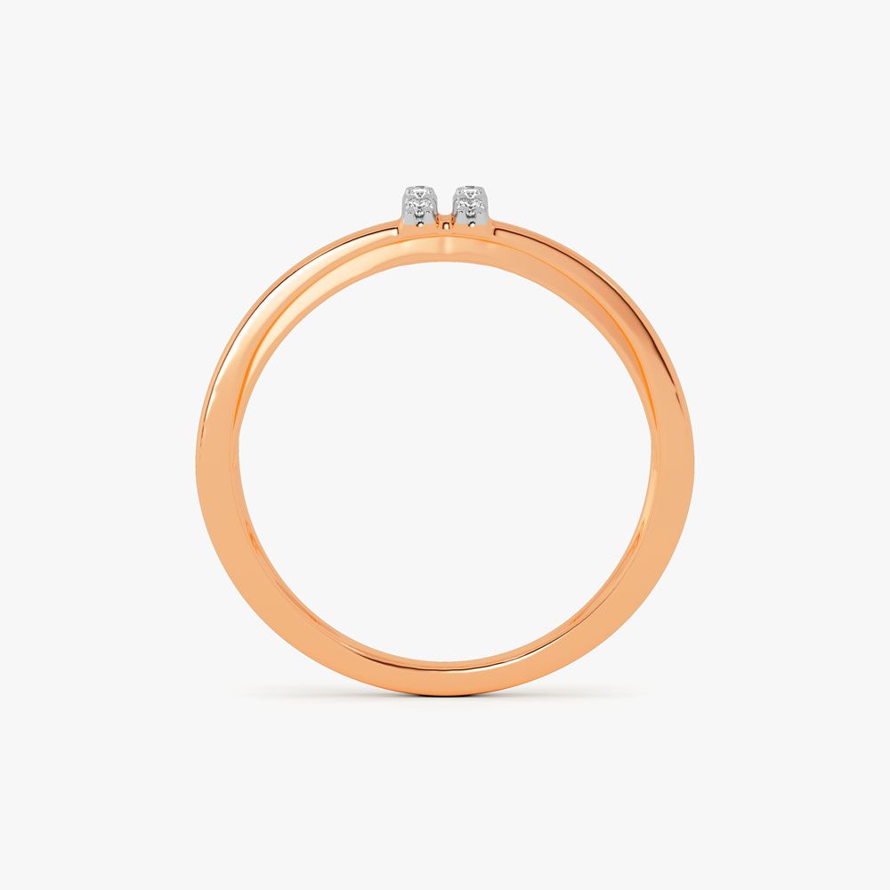 Dainty Rose Gold and Diamond Finger Ring-Rings-ORG14067