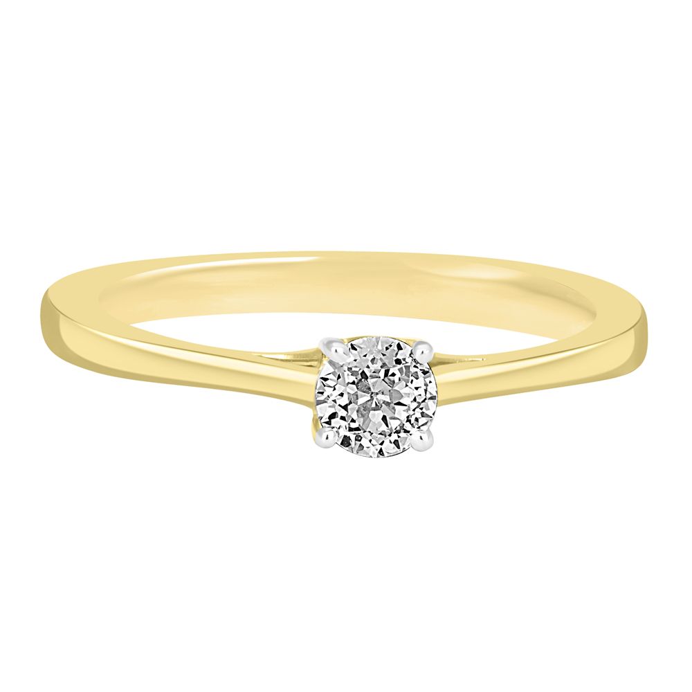 Subtle Diamond and Gold Crown Star Finger Ring-Rings-ORG16049