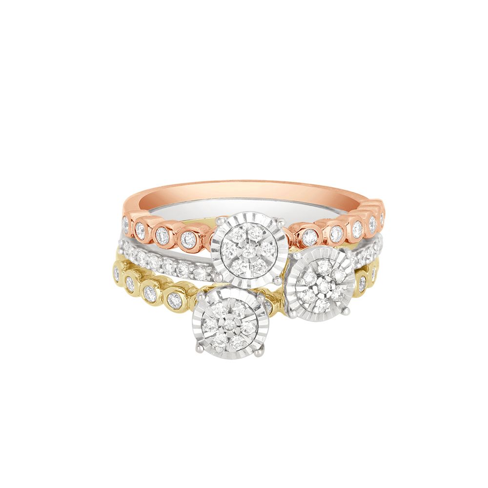 Magnificent Diamond Studded 3-toned Gold Ring-Rings-ORG16055-D400QDB