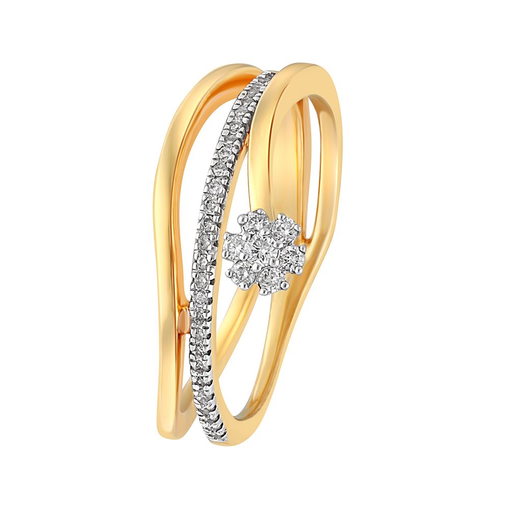 Spiral Design Diamond Finger Ring-Rings-ORG18077