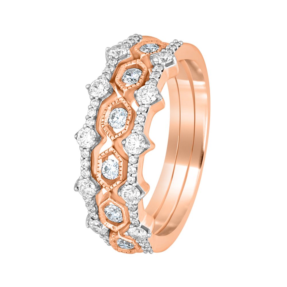 Statesque Diamond and Rose Gold Finger Ring-Rings-ORG19047