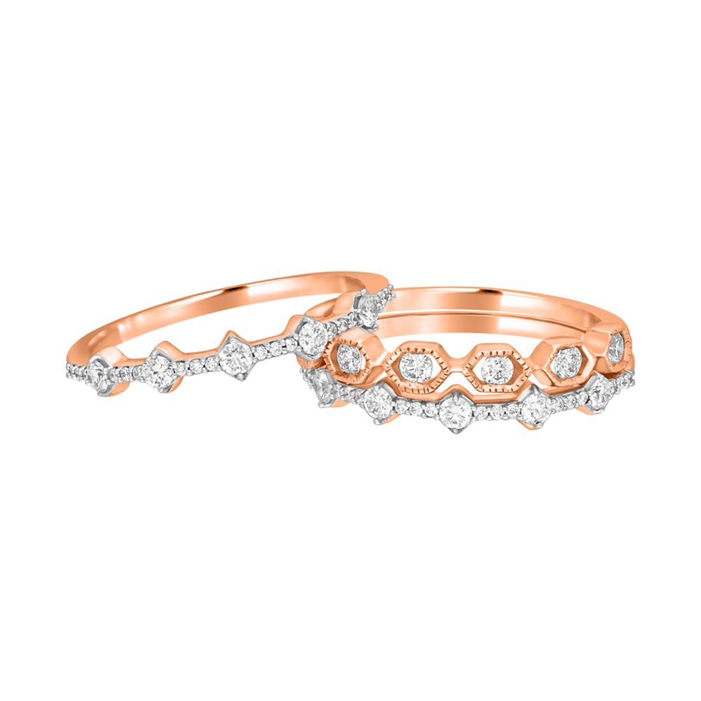 Statesque Diamond and Rose Gold Finger Ring-Rings-ORG19047