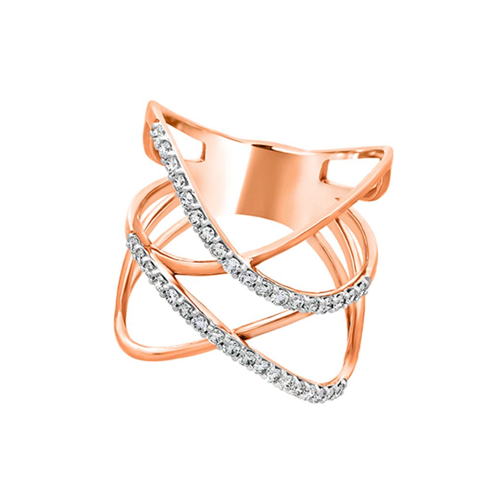 Crisscross Design Diamond Desired Finger Ring-Rings-ORG20097