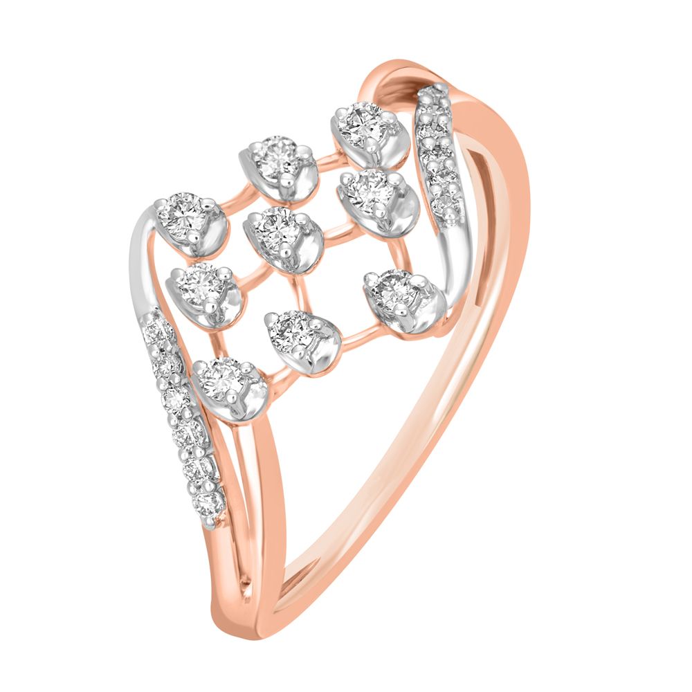 Wave Design Diamond Studded Finger Ring-Rings-ORG21046