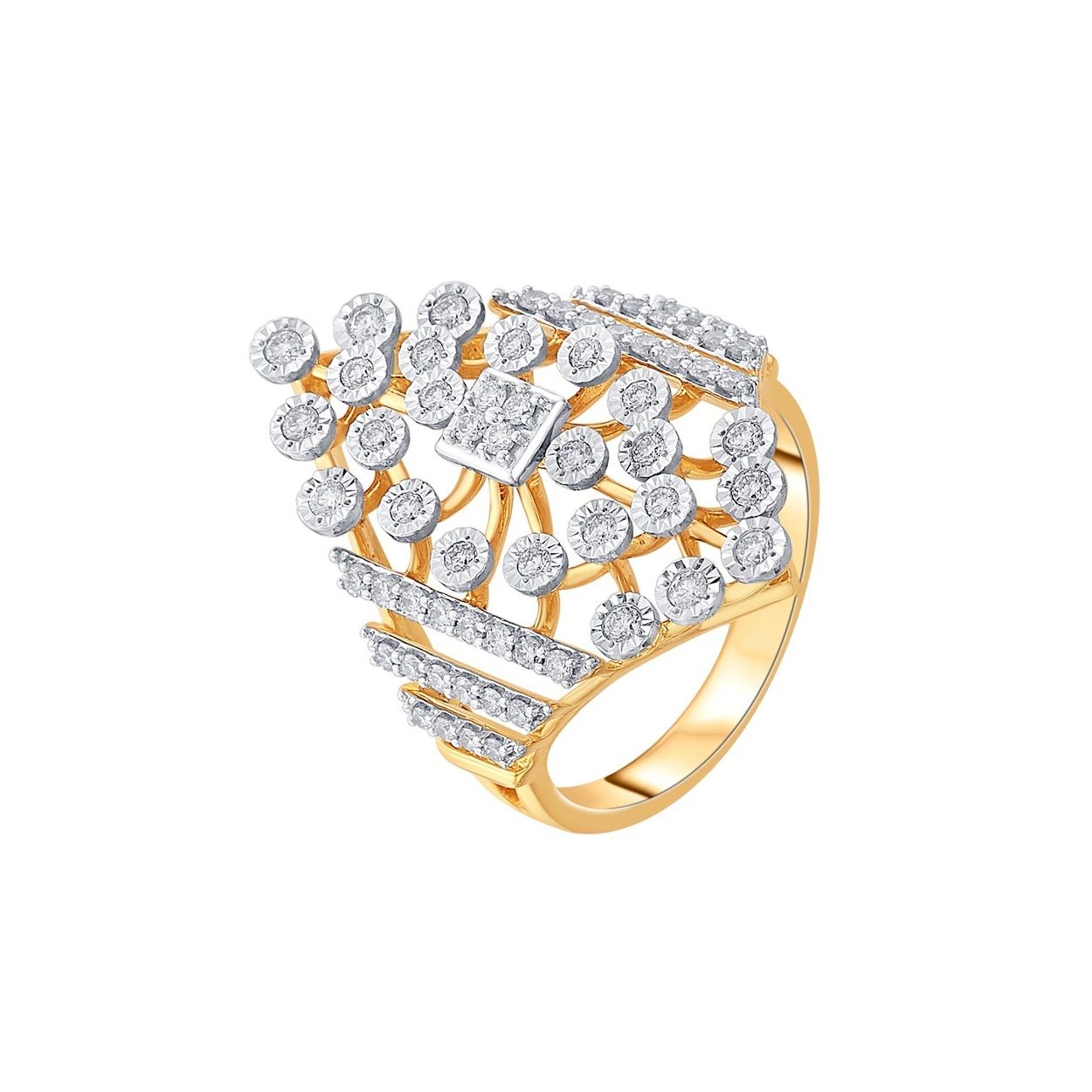 Geometric Patterned Diamond Finger Ring-Rings-ORG22003