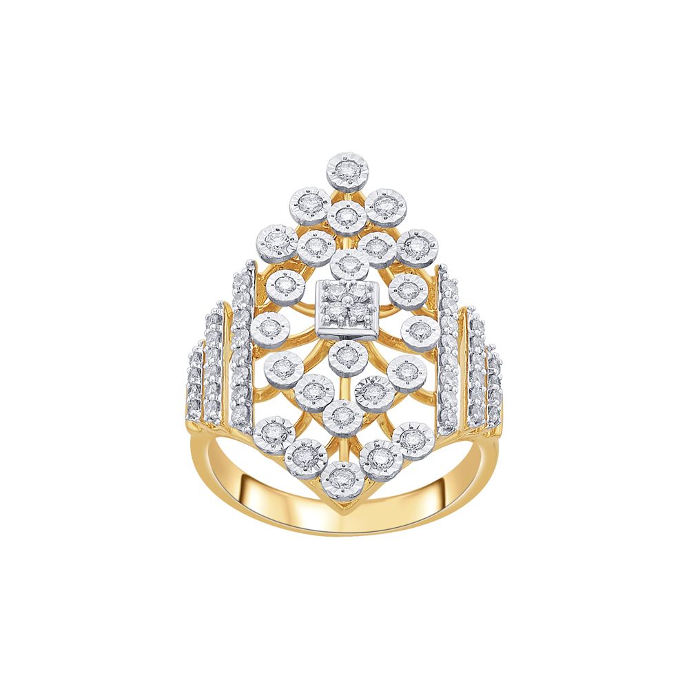 Geometric Patterned Diamond Finger Ring-Rings-ORG22003