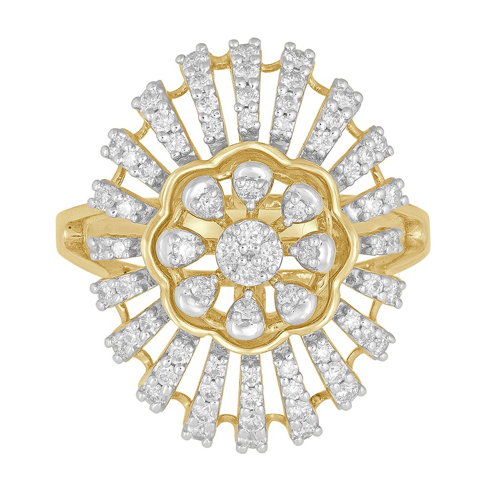 Simple Flower Design Diamond Finger Ring-Rings-ORG22018