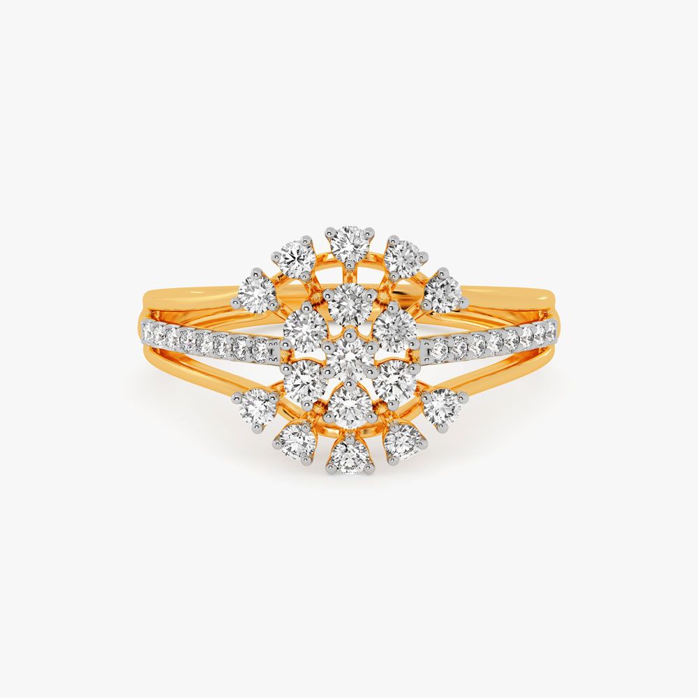 Flower Design Diamond Finger Ring-Rings-ORG22019