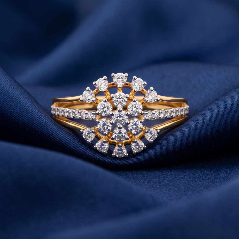 Flower Design Diamond Finger Ring-Rings-ORG22019