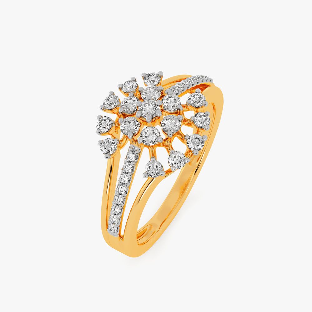 Flower Design Diamond Finger Ring-Rings-ORG22019