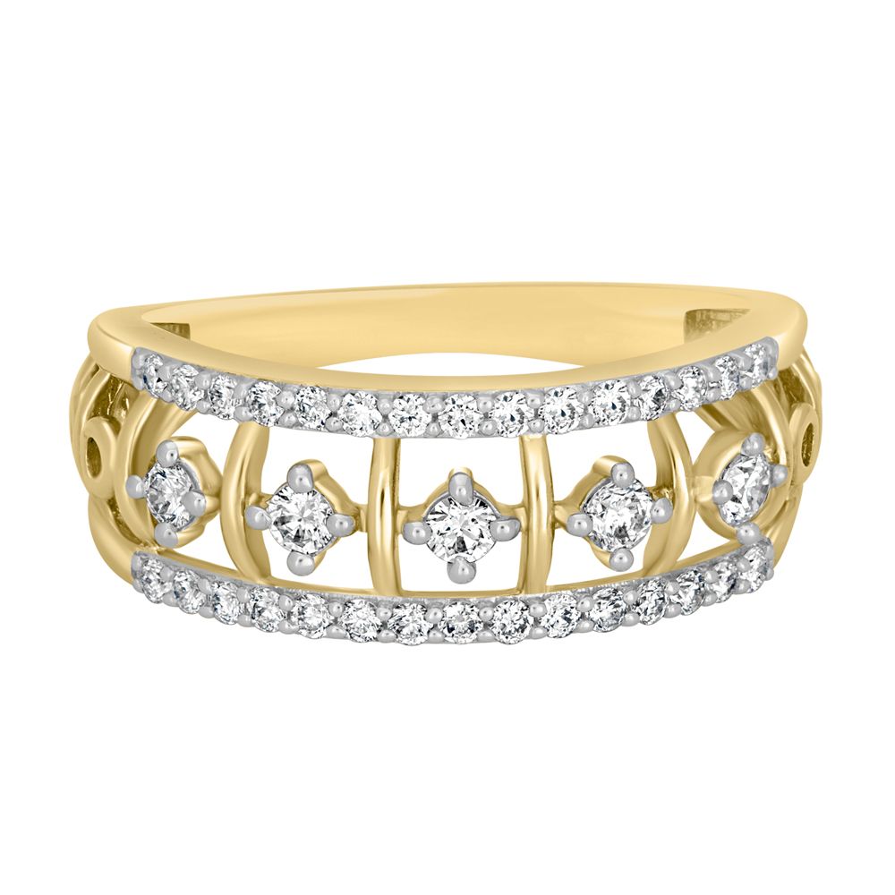 Simple 14KT Yellow Gold Diamond Ring-Rings-ORG22022