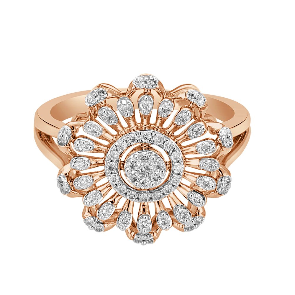 Gleaming Rose Gold Diamond Finger Ring-Rings-ORG22044