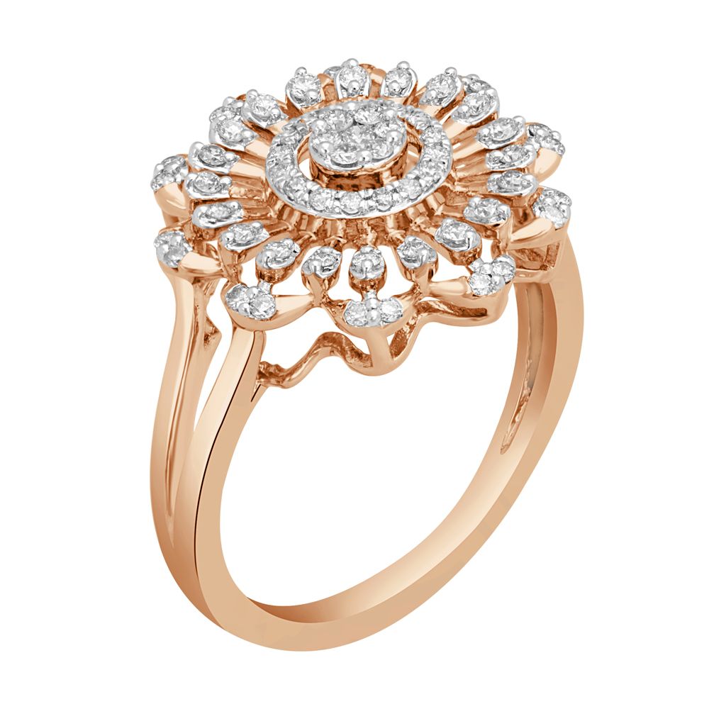 Gleaming Rose Gold Diamond Finger Ring-Rings-ORG22044