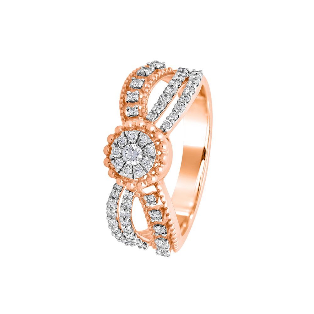 Aligned Diamond Ring in 14KT Rose Gold-Rings-ORG22059