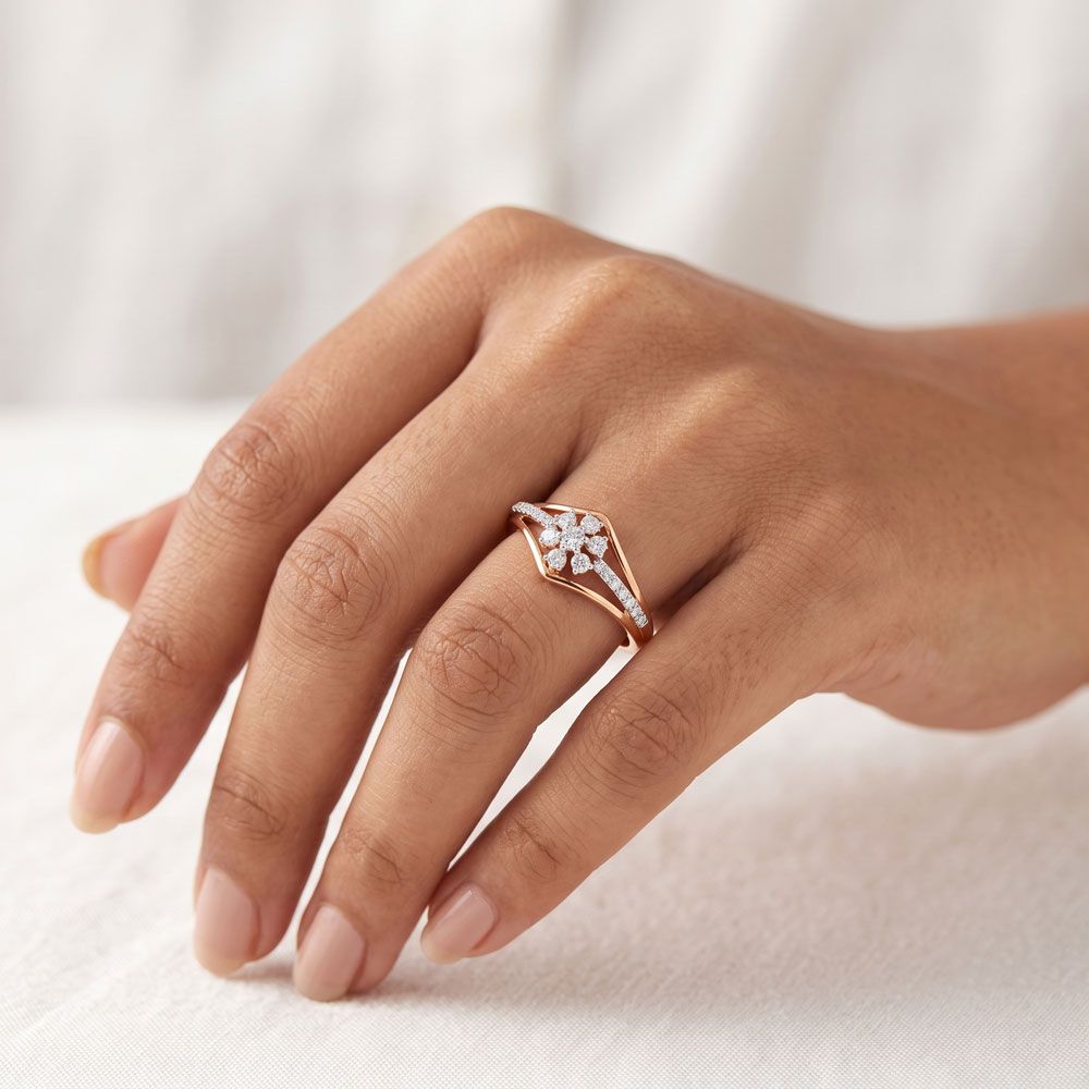 Exquisite Rose Gold and Diamond Finger Ring-Rings-ORG22087