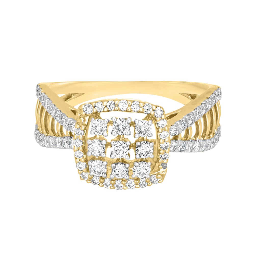 Square Design 14KT Yellow Gold Finger Ring-Rings-ORG22090