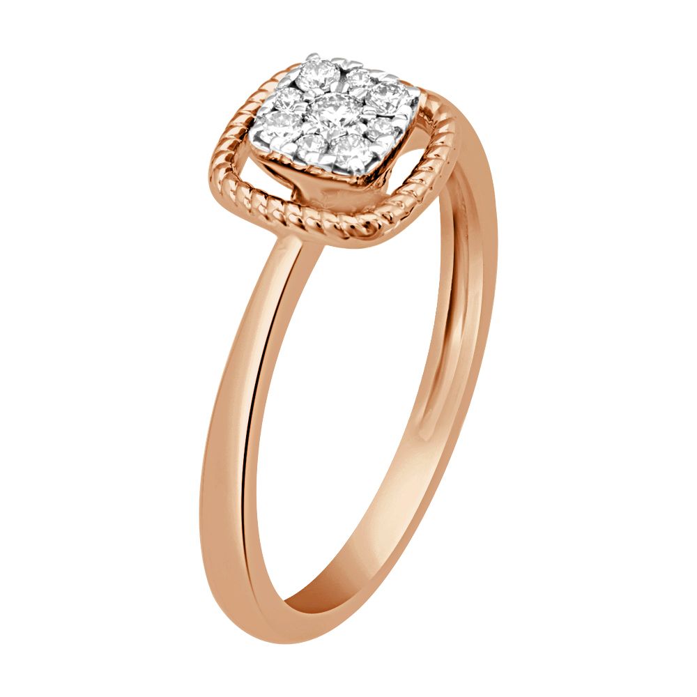 Square Diamond Ring in 14KT Rose Gold-Rings-ORG22095