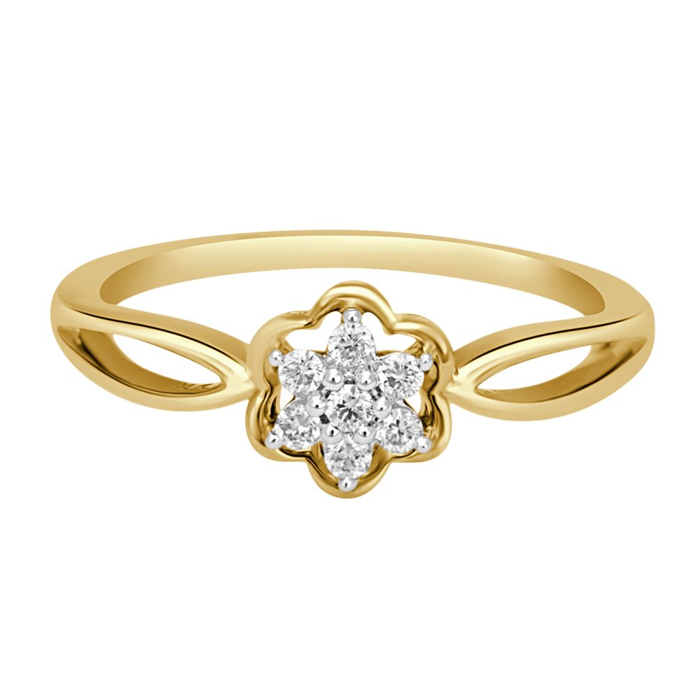 Tiny Floral Yellow Gold Ring-Rings-ORG22117