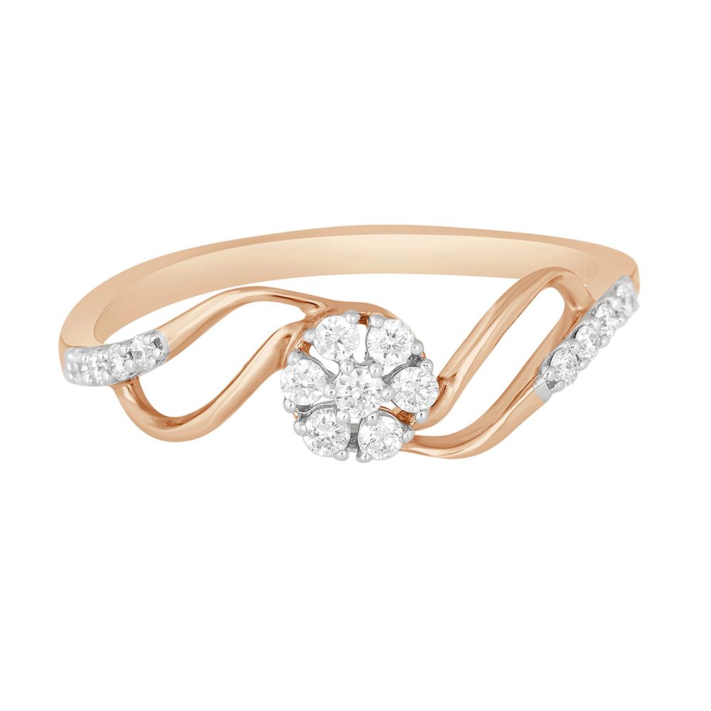 Sparkling Floral Diamond Ring in Rose Gold-Rings-ORG22130-D400XFC