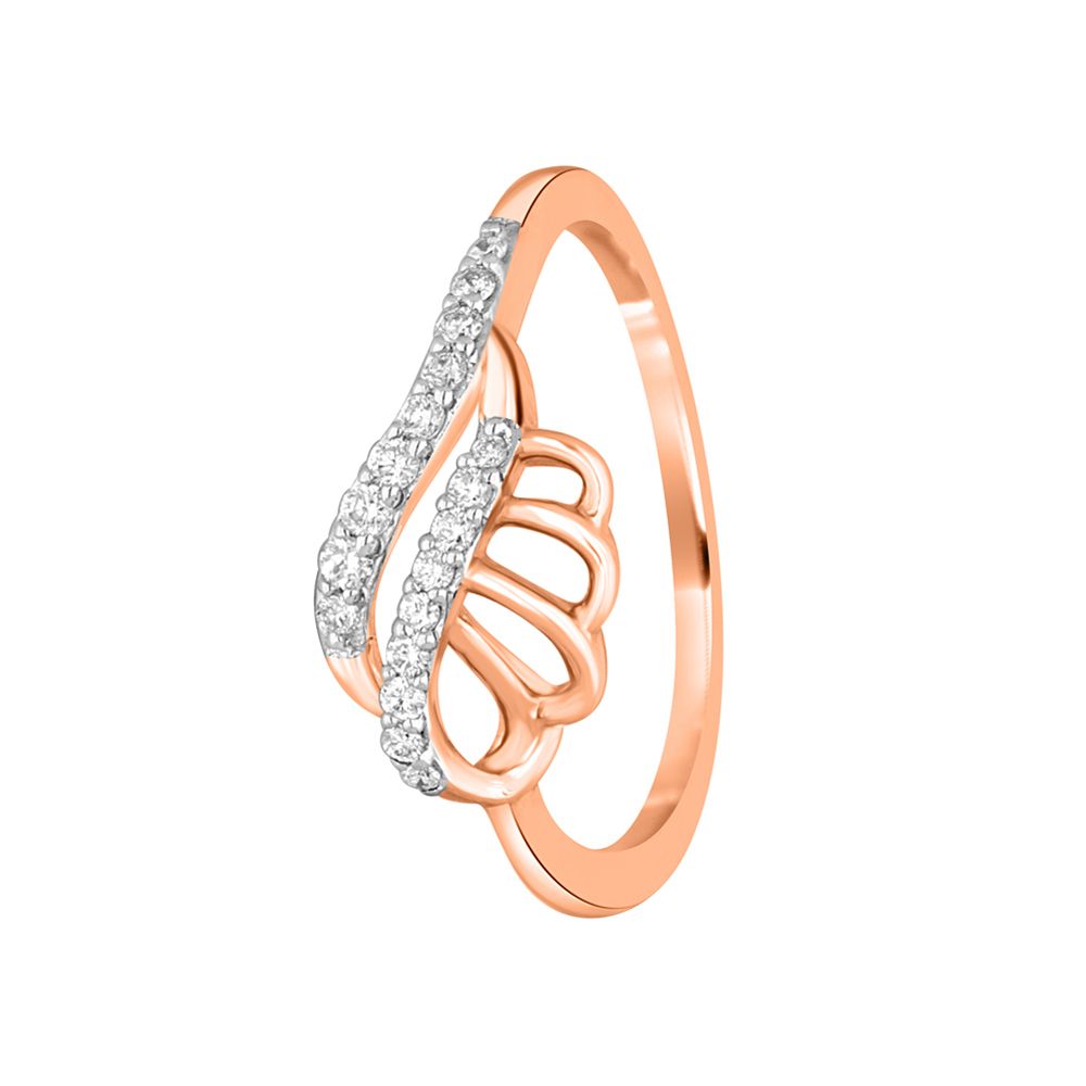 14KT Rose Gold Finger Ring With Diamonds-Rings-ORG22132
