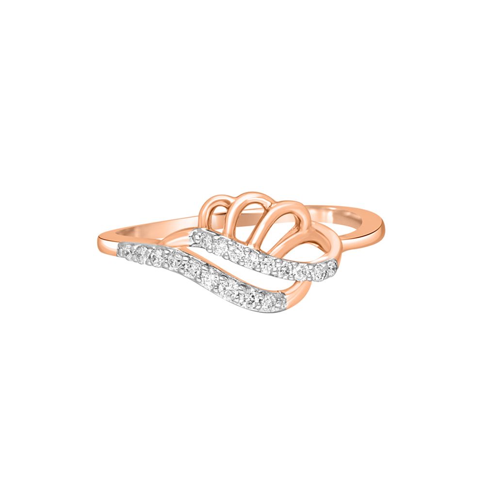 14KT Rose Gold Finger Ring With Diamonds-Rings-ORG22132