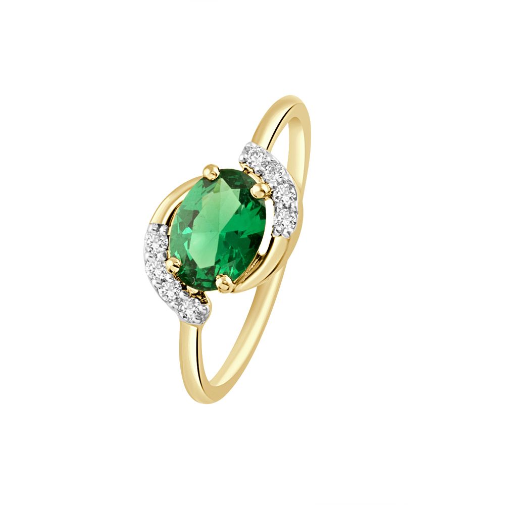 Green Gemstone and Diamond Ring-Rings-ORG22141