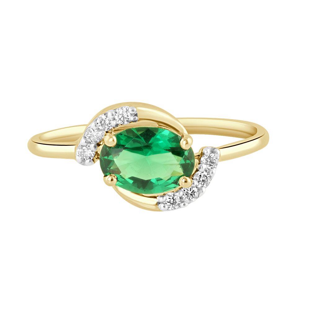 Green Gemstone and Diamond Ring-Rings-ORG22141