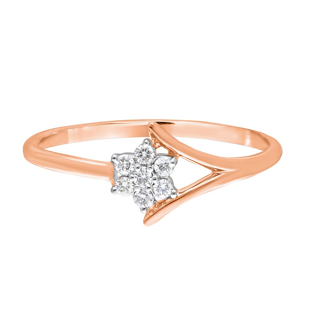 Floral Diamond 14KT Rose Gold Ring-Rings-ORG22152