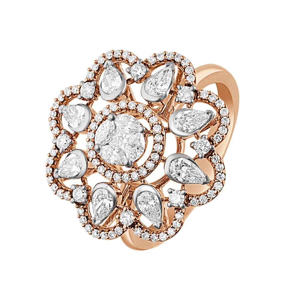 Beautiful Floral Diamond Ring-Rings-ORG22178