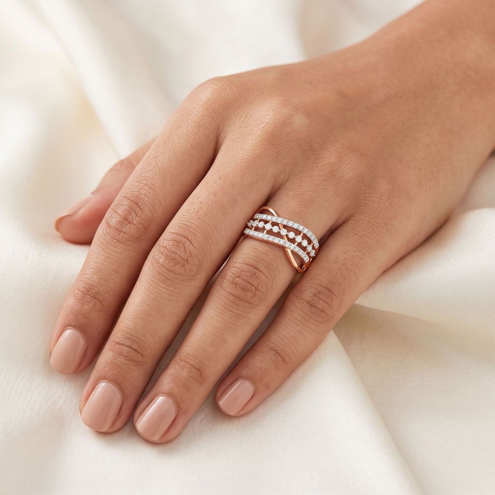Diamond Lined Exquisite Ring-Rings-ORG22201