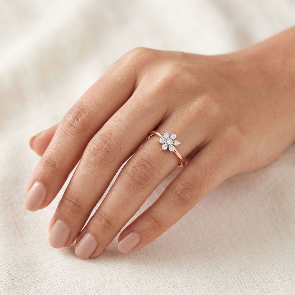 Floral 14KT Rose Gold Ring-Rings-ORG22228