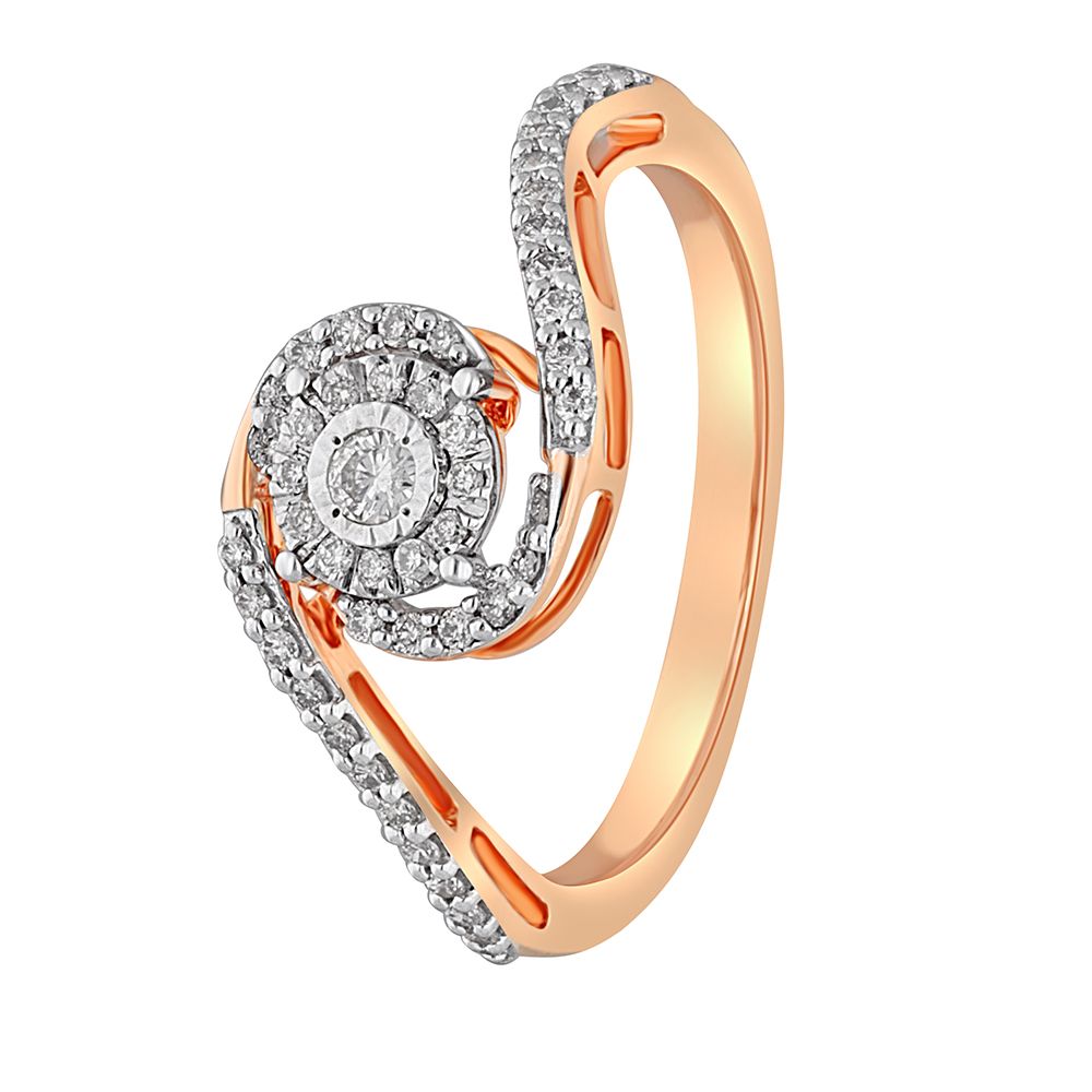 Dazzling Diamond and Rose Gold Finger Ring-Rings-ORG22281
