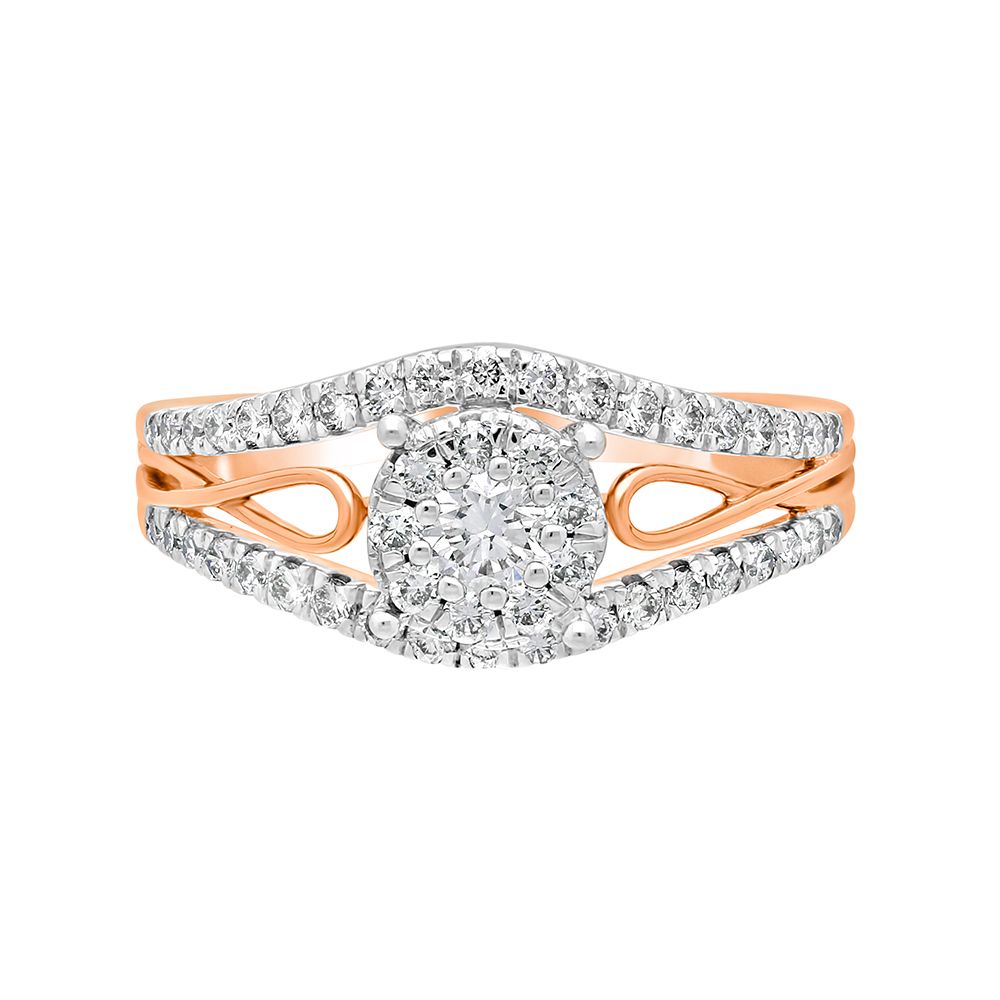Glittering Rose Gold Finger Ring-Rings-ORG22285