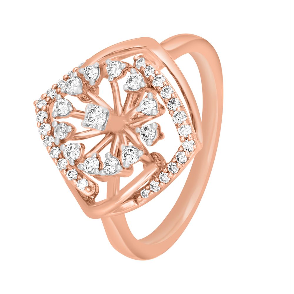 Stately Diamond Finger Ring in Rose Gold-Rings-ORG22289