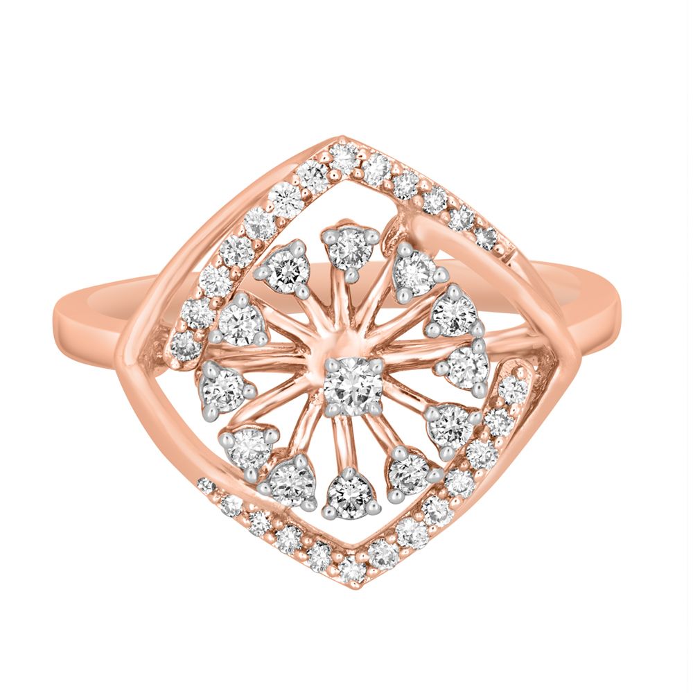 Stately Diamond Finger Ring in Rose Gold-Rings-ORG22289
