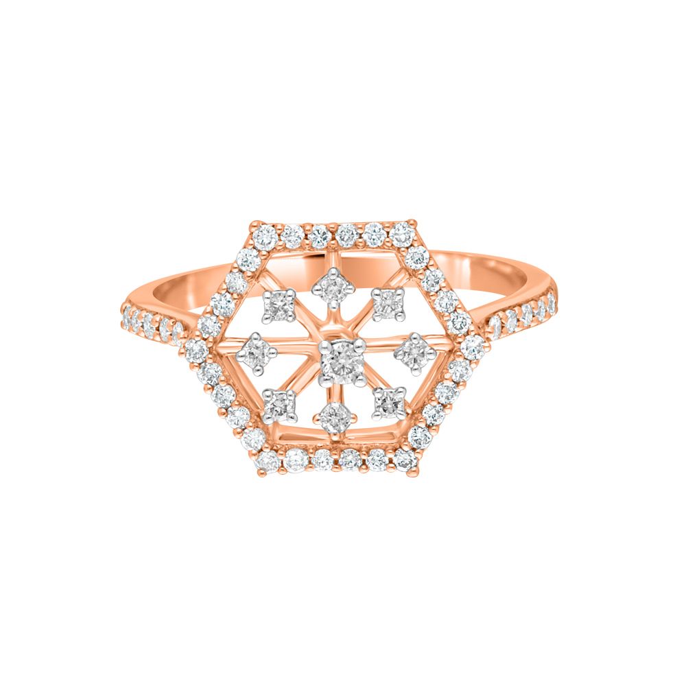 14KT Rose Gold Geometric Ring-Rings-ORG22293