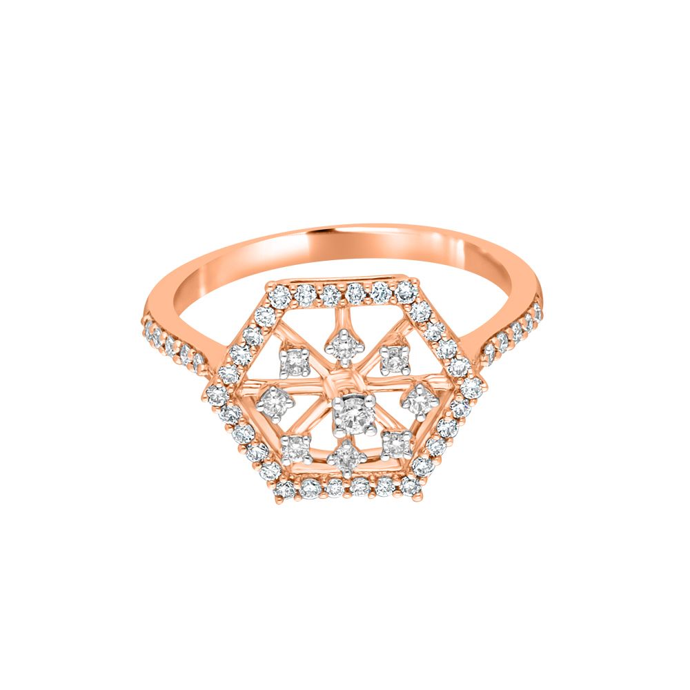 14KT Rose Gold Geometric Ring-Rings-ORG22293