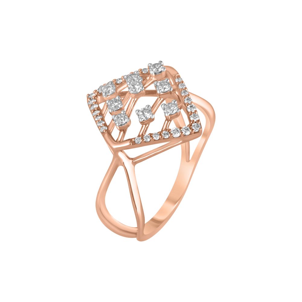Circular Rose Gold Diamond Finger Ring-Rings-ORG22294