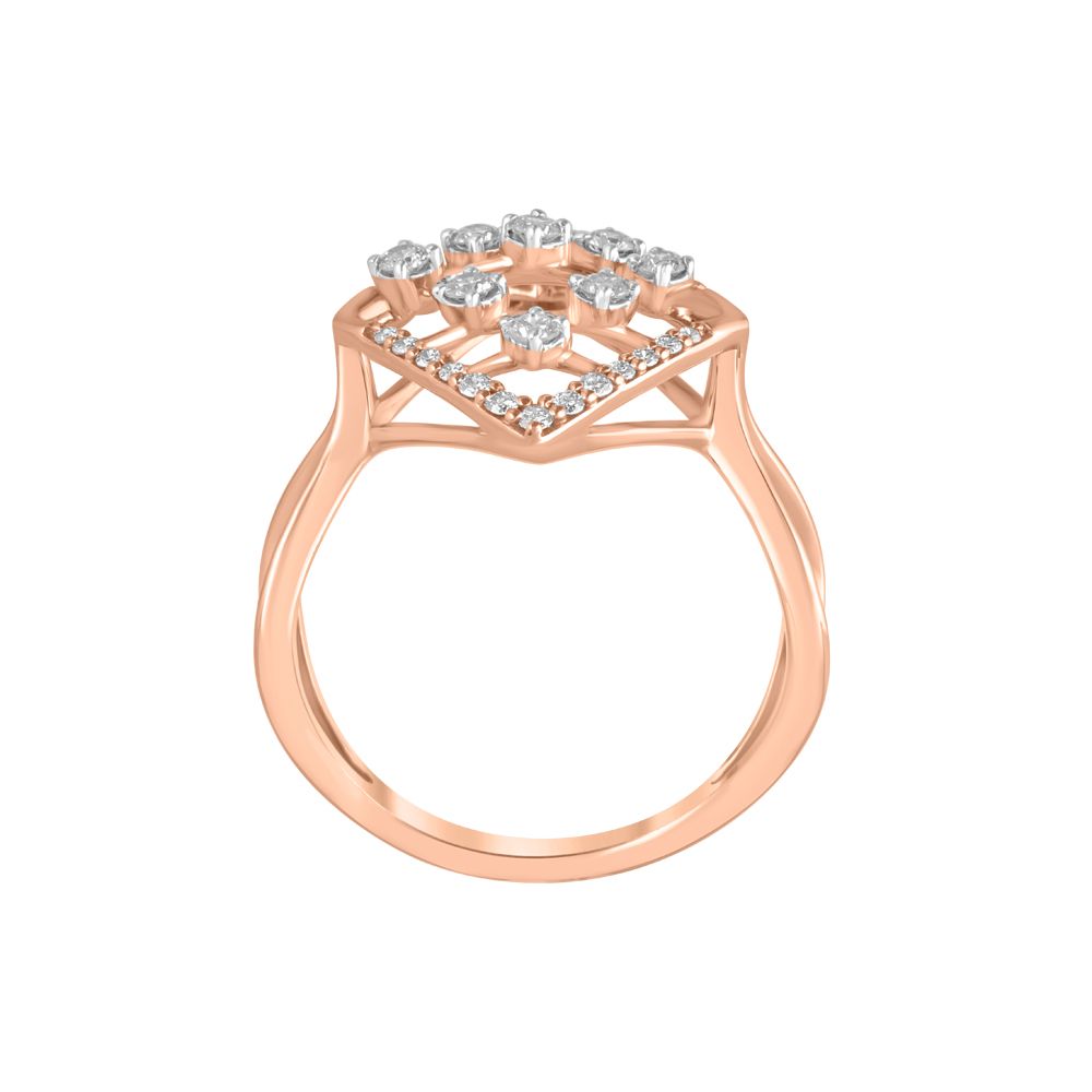 Circular Rose Gold Diamond Finger Ring-Rings-ORG22294