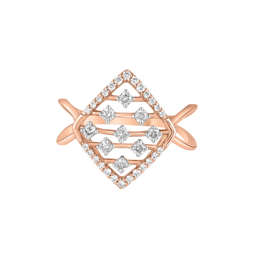 Circular Rose Gold Diamond Finger Ring-Rings-ORG22294