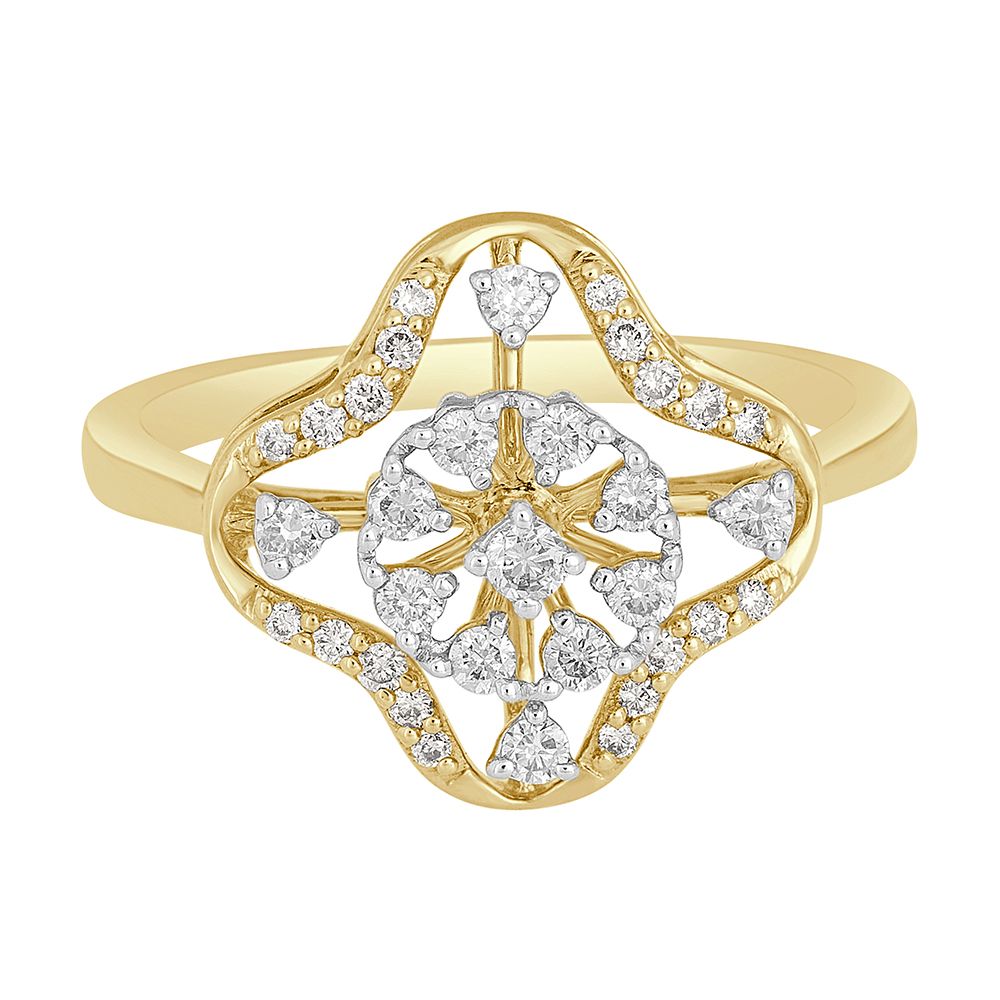Gleaming 4-leaf Clover Diamond Ring-Rings-ORG22296
