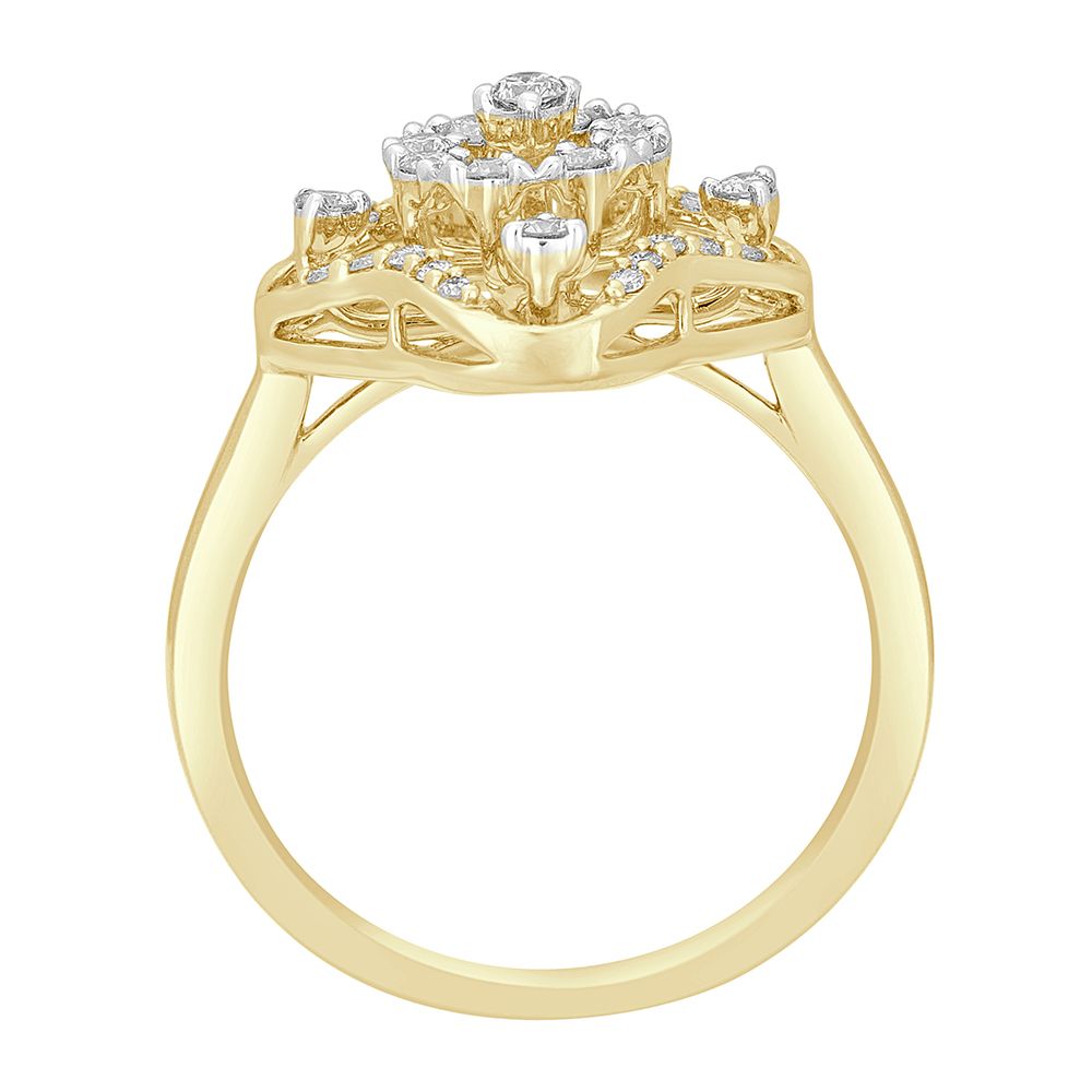 Gleaming 4-leaf Clover Diamond Ring-Rings-ORG22296